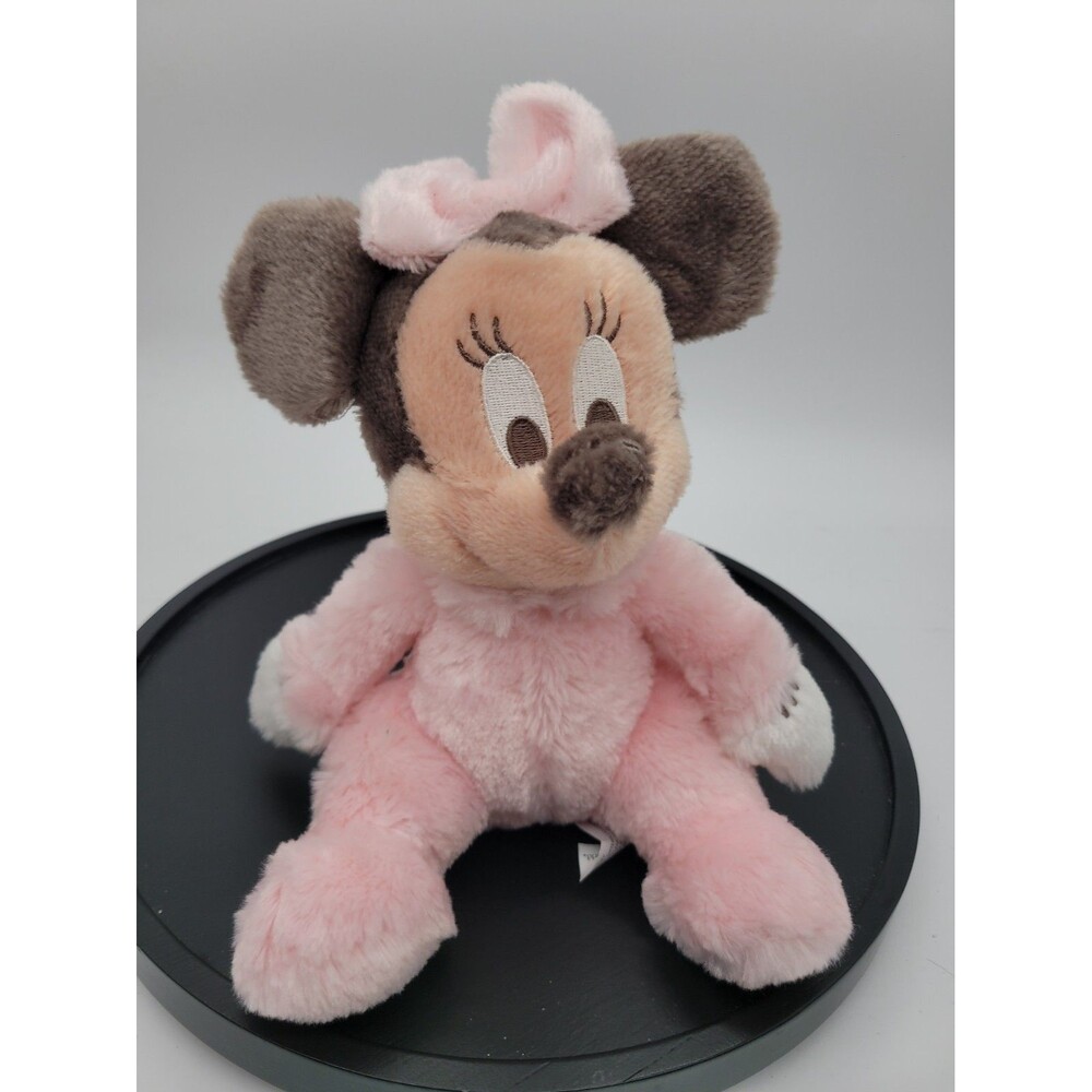 Disney Minnie Mouse Plush Chime Rattle Pink Gray 10 Inch Stuffed Animal